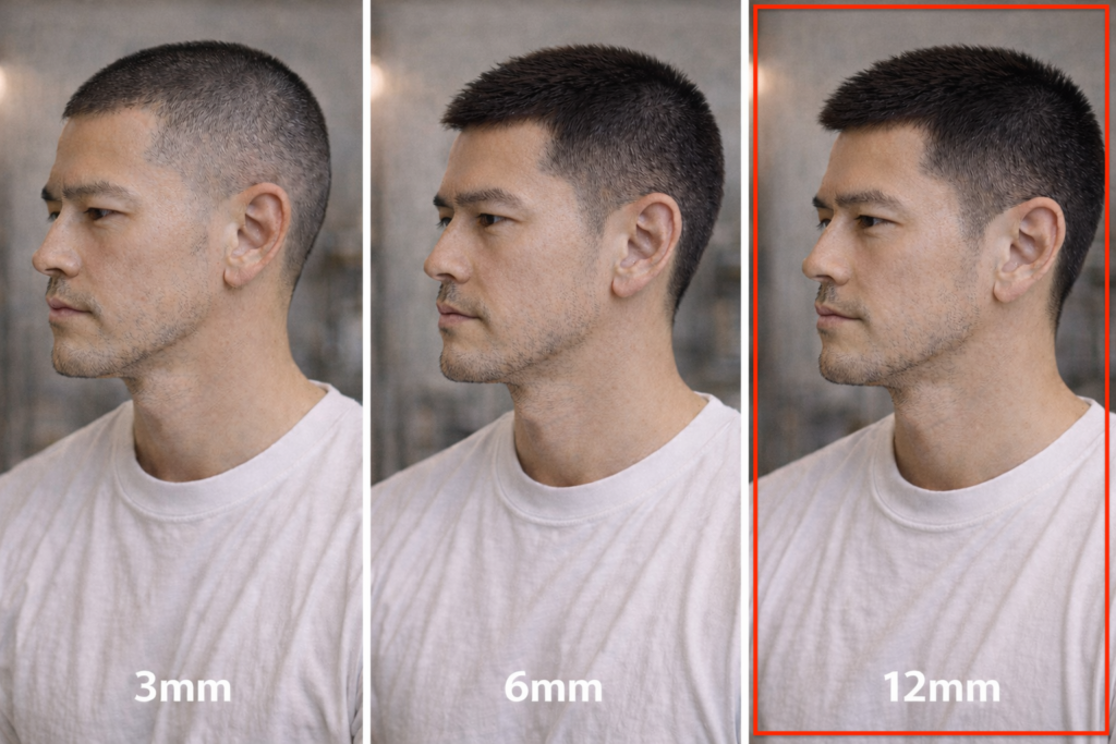 12mm程度のスポーツ刈り