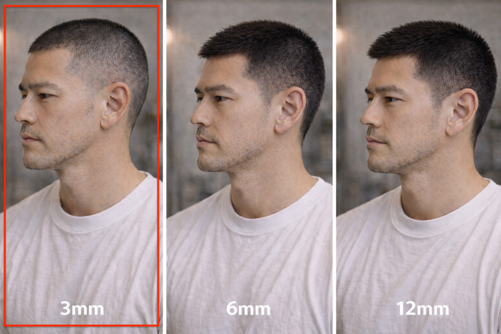 3mm程度のスポーツ刈り