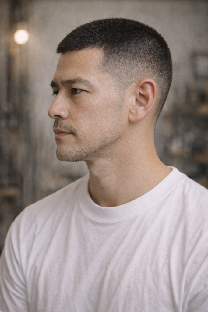 バリカン3mmで上が長めのスポーツ刈り